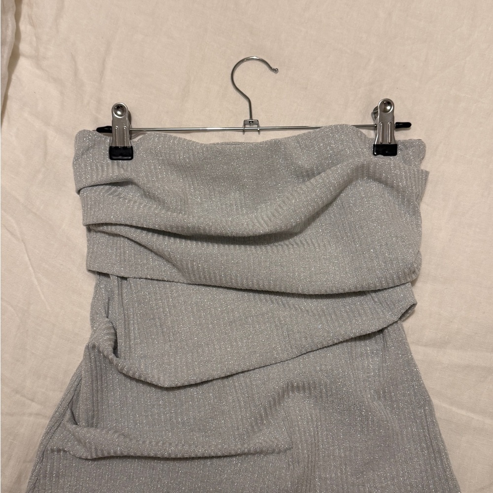 Zara Silver Metallic Ribbed Top - Picture 2 of 6